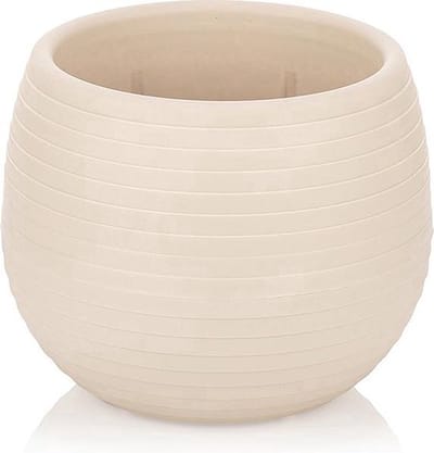 6st ronde cactus bloempotten crème 10cm met drainage UV-bestendige stekpotjes