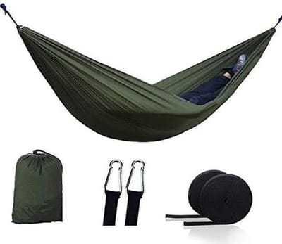 Hangmat 2 Persoon - Parachute Hangmat - Kamperen en Reizen - Ultralicht en Draagbaar - 200kg Max Gewicht - Geel