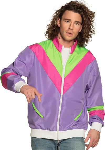 Boland - Trainingsjasje Retro dude paars (S) - Volwassenen - - 80's & 90's - Disco