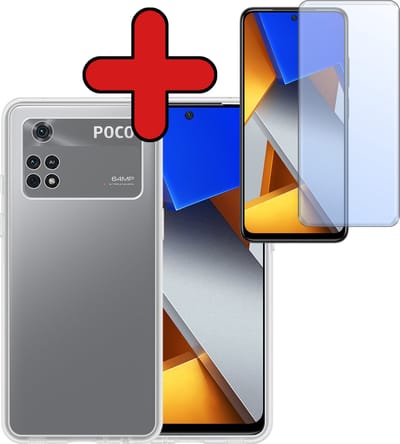 Hoesje - Met Screenprotector - Geschikt voor Xiaomi Poco X4 Pro 5G - Sterk & Shockproof - Telefoon Hoes - Back Cover - Siliconen Case - Telefoonhoes - Transparant