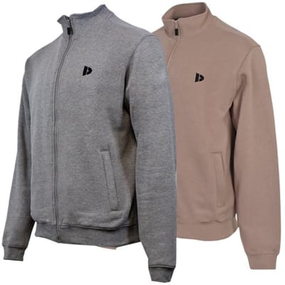 2-Pack Donnay - Sweater zonder capuchon (Bryan) - Sportvest - Heren - Silver-marl/Taupe-grey (726) - maat S