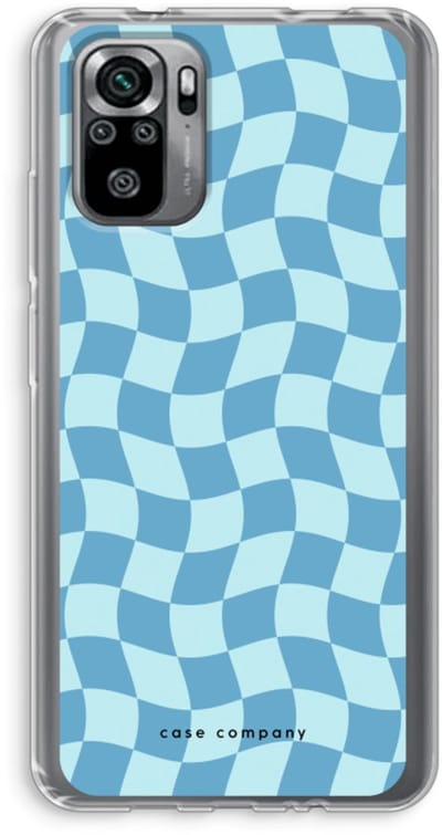 Case Company® - Hoesje geschikt voor Xiaomi Redmi Note 10S hoesje - Grid Blauw - Soft Cover Telefoonhoesje - Bescherming aan alle Kanten en Schermrand