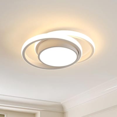 Haobosic Dubbele Cirkel Aluminium - Plafondlamp - Wit - Ø27cm - 36W 3000K