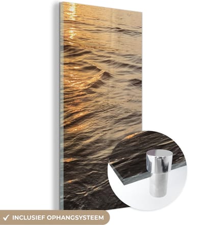 MuchoWow® Glasschilderij 60x120 cm - Schilderij acrylglas - Zee - Zon - Water - Foto op glas - Schilderijen