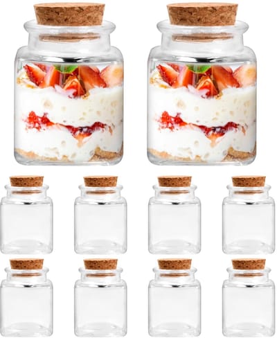 Dailygoods- Glazen Flessen 50ml - Set van 10 - Luchtdichte Flessen met Kurk - Hoge Kwaliteit Borosilicaatglas - Antislip Bodem - Ideaal voor Specerijen en Culinair Gebruik - Specerijpotjes