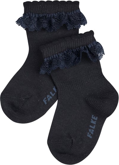 FALKE Romantic Lace eenkleurig katoen sokken baby blauw - maat 50-56