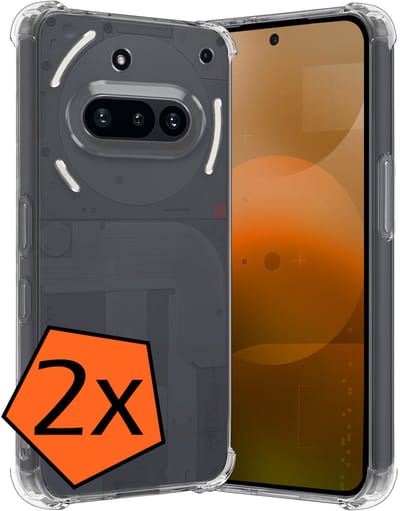 Hoes - 2 Stuks - Geschikt voor Nothing Phone (3a) - Sterk & Shockproof - Siliconen Case - Back Cover - Telefoon Hoesje Shock Proof - Transparant