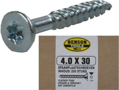 Benson Verzinkte spaanplaatschroeven - Torx - Ø 4.0 mm x 30 mm - 200 stuks