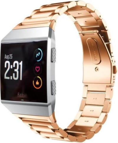 By Qubix - Compatible Fitbit bandje - Geschikt voor fitbit Ionic - Schakelarmband Stainless Steel bandje - Rosé goud