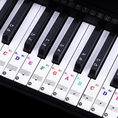 Stickers voor Pianotoetsenbord 88/61/54/49/37 Toetsen – Dunne, Kleurrijke Notenstickers zonder Resten
