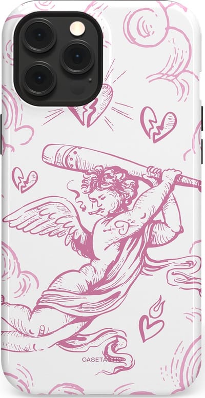 Casetastic Hoesje Geschikt voor Apple iPhone 12 Pro Max Magsafe - Stijlvolle Beschermende Duo-layer Case - Engel Roze Liefde