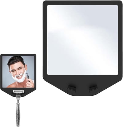 Douchespiegel met anti-condens functie, frameloze hangspiegel voor badkamer, camping en reizen, 17 cm × 14 cm