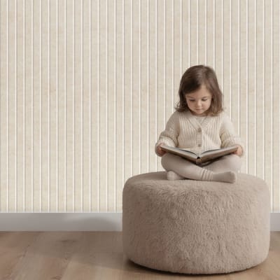 Wandpaneel vilt, lattenwand 50 mm, crème beige – 2950 x 1200 | 9mm dik | Verbetert de akoestiek | Eenvoudige montage | Wanddecoratie