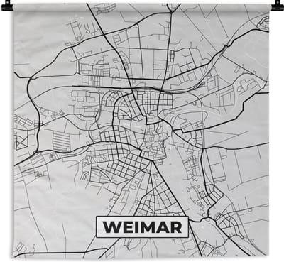 Wandkleed - Wanddoek - Plattegrond - Weimar - Kaart - Stadskaart - 180x180 cm - Wandtapijt