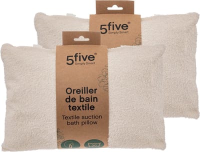 5Five Badkussen - 2x - met zuignappen - wit - 33 x 25 cm - nekkussen / hoofdsteun voor in bad