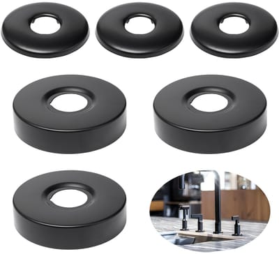 Dailygoods- Rosettes Zwarte Dekplaat - 6 Stuks - Roestvrij Staal - Diameter 21 mm/25 mm - Wandpijp Dekking - Verwarmingspijp Beugel - Corrosiebestendig - Pijpafdekking