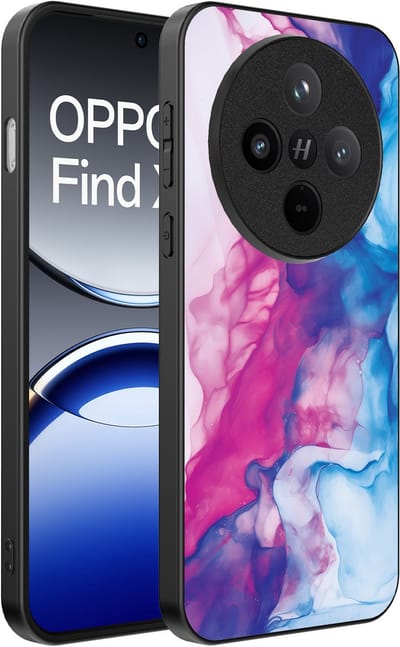 Smartphonica Telefoonhoesje Geschikt voor Oppo Find X8 met Roze Blauw Marmer Opdruk - TPU Backcover Case Rose Blue Marble Design geschikt voor Oppo Find X8