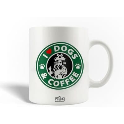 Mug en Céramique Starbuck Coffee I love dogs &amp; coffee