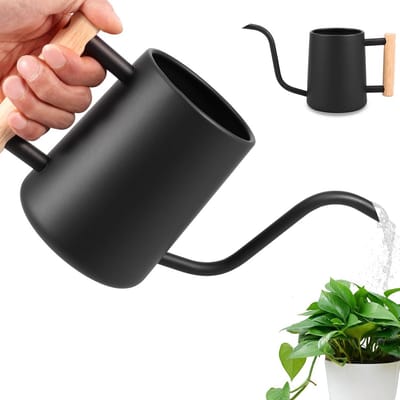 Roestvrijstalen gieter voor kamerplanten met houten handvat - Lekvrije 1 liter plafondgieter