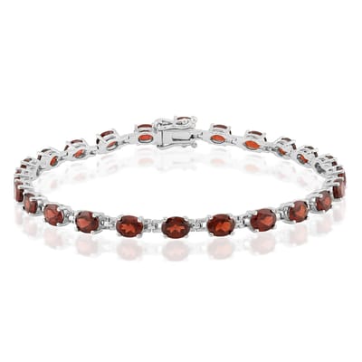 Cavill - Damesarmband 925 Sterling Zilver met Platina - 24 Ovale Mozambique Granaten 11,17 ct - Elegante Zilveren Armband - Karabijnsluiting