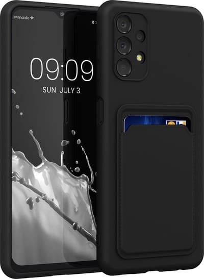 kwmobile telefoonhoesje geschikt voor Samsung Galaxy A13 4G - Hoesje met pasjeshouder - TPU case in zwart