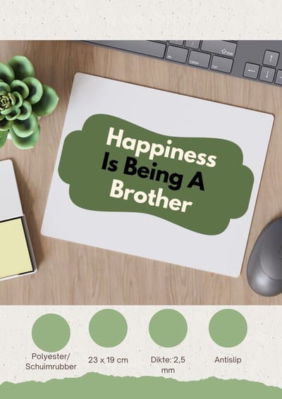 Akyol - happiness is being a brother Muismat - Broer - de liefste broer - verjaardag - cadeautje voor broer - broer artikelen - kado - geschenk - 23 bij 19 cm