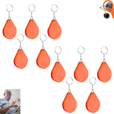10 stuks - Opvouwbaar vergrootglas voor sleutelhangers - Leeshulpmiddel voor senioren - Draagbaar mini-vergrootglas - Opvouwbaar leesvergrootglas - Hoge resolutie - Oranje - Voor het lezen van kleine letters, het bestuderen van antiek en insecten