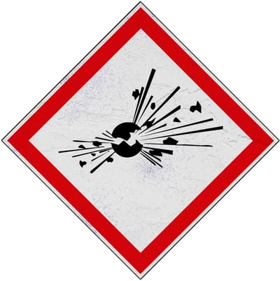 GHS01 explosieve stoffen bord | Forex Re materiaal | 10 x 10 cm