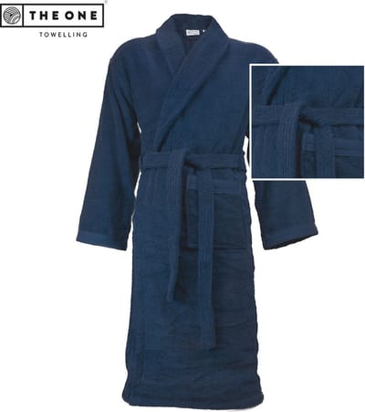 The One Towelling Organic Badjas - S/M - Kamerjas - Hoge vochtopname - 420 gr/m² - 100% Biologisch gekamd katoen - Marineblauw