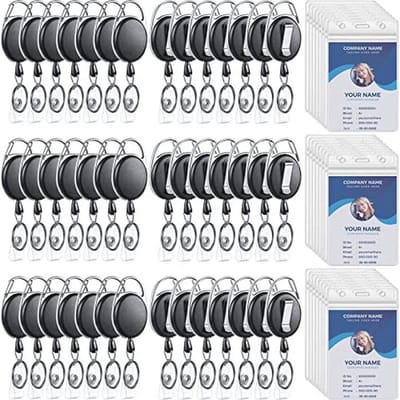 60-pack Zware Intrekbare Badgehouder en Waterdichte ID-kaarthouders