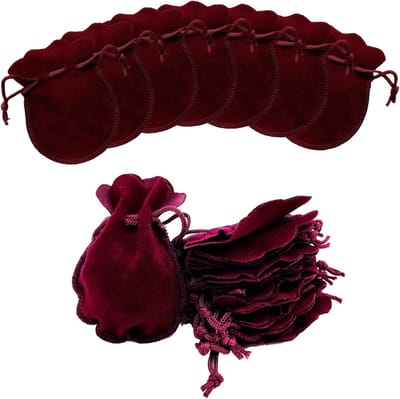 Zachte Velours Trekkoordtassen voor Sieraden, Snoepjes en Kleine Cadeaus - 50 Stuks (7 x 9 cm, Rood)