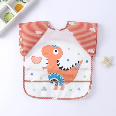 Tablier imperméable pour bébé de 0 à 3 ans, motif dessin animé, sans manches, motif animal, bavoir doux 0-3Y brown