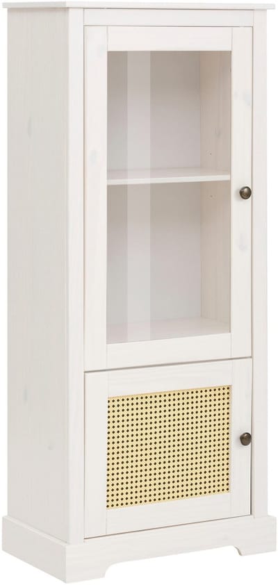 Linda-Vitrinekast - 1 Glasdeur - Wit Grenen