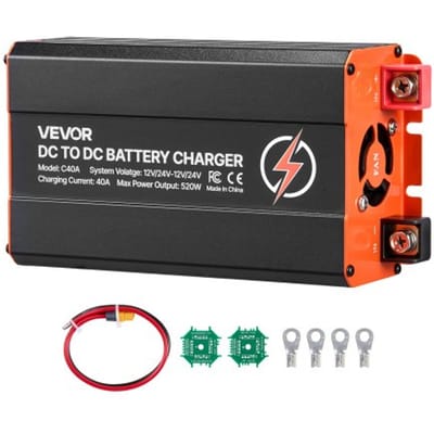 VEVOR DC-DC laadbooster 40 A 520 W, lader voor dynamo 12 V / 24 V - 12 V / 24 V snelladen voor LiFePO4 AGM gelaccu's en stroomstations, campers, caravans, noodstroomvoorziening thuis