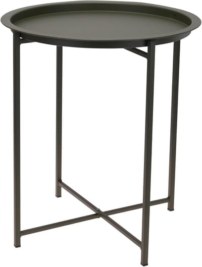 Metalen bijzettafel - Inklapbare salontafel - Decoratieve bloementafel - Afneembaar dienblad - 48 x 41 cm - Groen
