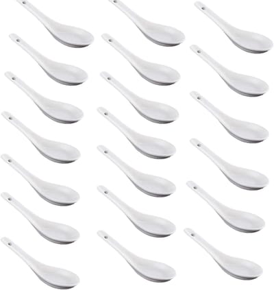 Dailygoods- Keramische Lepel - 20 Stuks - Elegant Ontwerp - Stapelbaar - Slagvast - Ergonomisch Handvat - Veilig en Gezond - Soeplepel