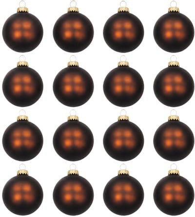 Krebs Kerstballen - 16x glas - 7 cm - bruin mat - Mustang Velvet - kerstboomversiering