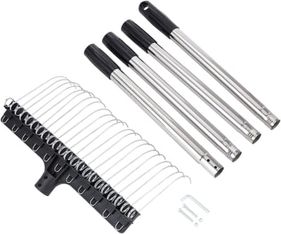 Gazonhark - Tuinhark - Bladeren Verzamelen - Verstelbare Steel - 95-160 cm - Zwart