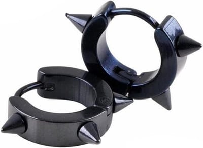 Fako Bijoux® - Oorbellen - Oorringen - Stainless Steel - Spikes - Zwart
