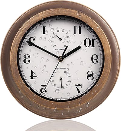 Grote Tuinklok - Wandklok Buiten - Weer Monitoren - Stille Beweging - 28.5 cm - Brons