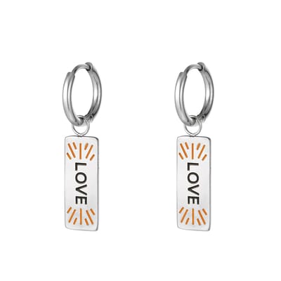 Yehwang - Love Oorbellen - Valentijn - Stainless Steel - Zilver - Hanger - Meisjes