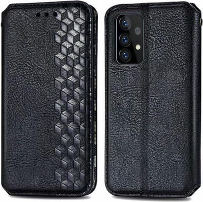 Hoesje geschikt voor Samsung Galaxy A52 - Bookcase - Pasjeshouder - Portemonnee - Diamantpatroon - Kunstleer - Zwart