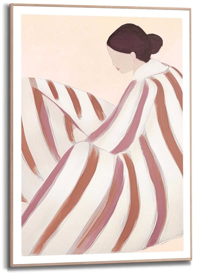 Schilderij Gestreepte vrouw - 70 x 50 - Hout - REINDERS