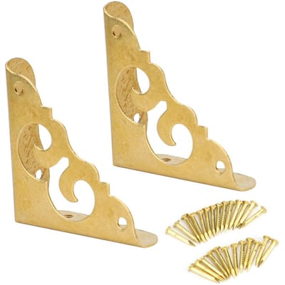 6 stuks Retro Decoratieve Hoekbeschermer Messing Sieraden Geschenkdoos Beschermer Meubelbeslag Accessoires beige