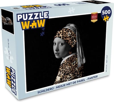 Puzzel Schilderij - Meisje met de parel - Panter - Legpuzzel - Puzzel 500 stukjes