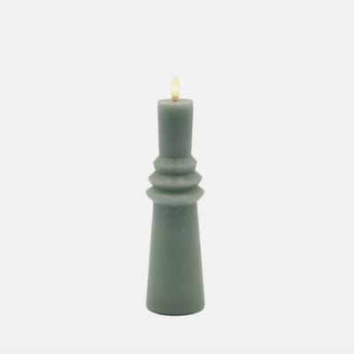 Sirius Sille Geometric Nordic LED Kaars – Stompkaars Geometrisch Ø6x22cm - Sandy Green/turquoise/blauw/groen