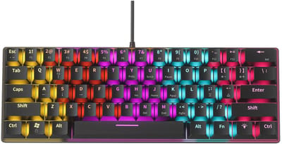 NAXSIR Mechanisch Toetsenbord - 61-Toetsen - Mini Gaming Toetsenbord met 12 RGB Lichteffecten - Bedraad Compact Toetsenbord voor PC/Mac-Plug & Play