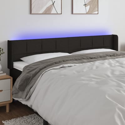 vidaXL - Hoofdbord - LED - 163x16x78/88 - cm - stof - zwart