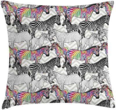 ABAKUHAUS Regenboogzebra – kussenhoes 40x40 cm – dubbelzijdig bedrukt, met rits