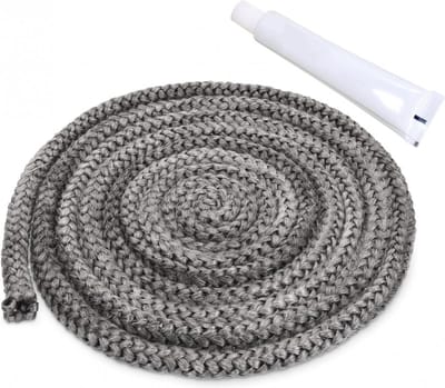 Reparatieset Kachel - met Hittebestendige Lijm - 3M x 10mm - rond - Glasvezel - Kachelkoord zwart - voor Open Haarden Houtkachels